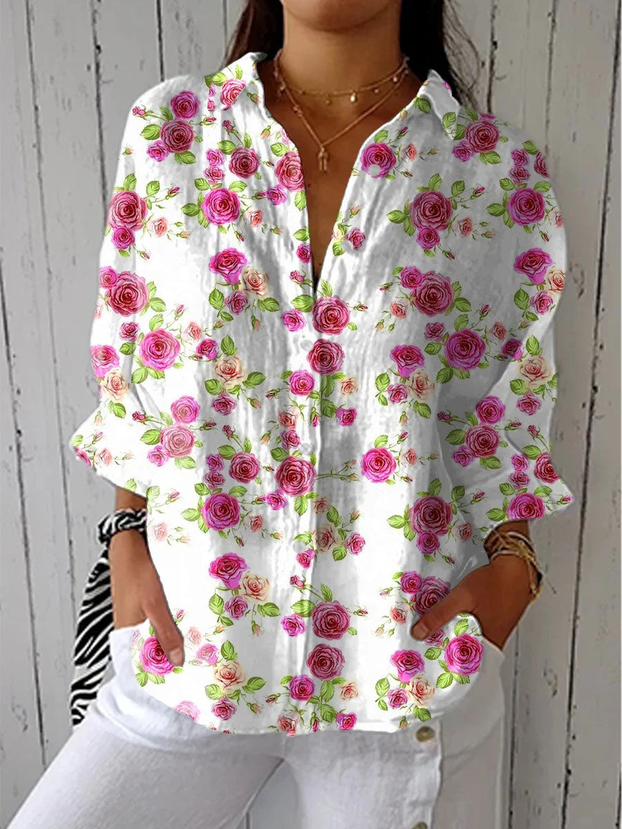 Afslappet Top med Blomsterkunst