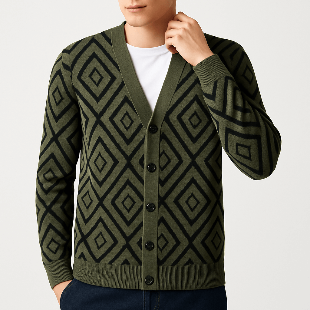 Victor | Jacquard strikket cardigan til mænd