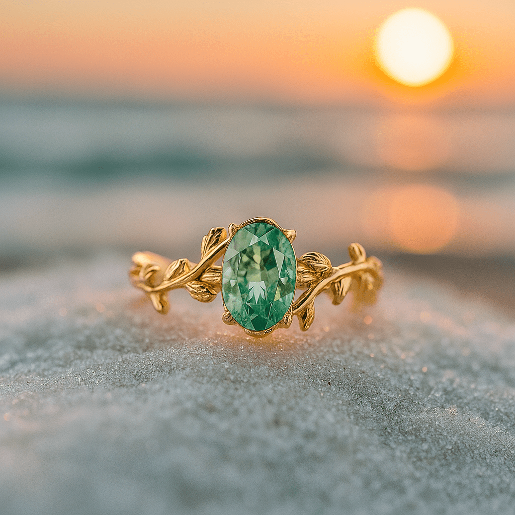 Laura | Gold ring Green agate
