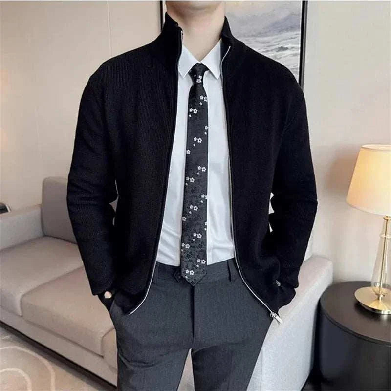 Ludvig | Cardigan med lynlås striktrøje til mænd