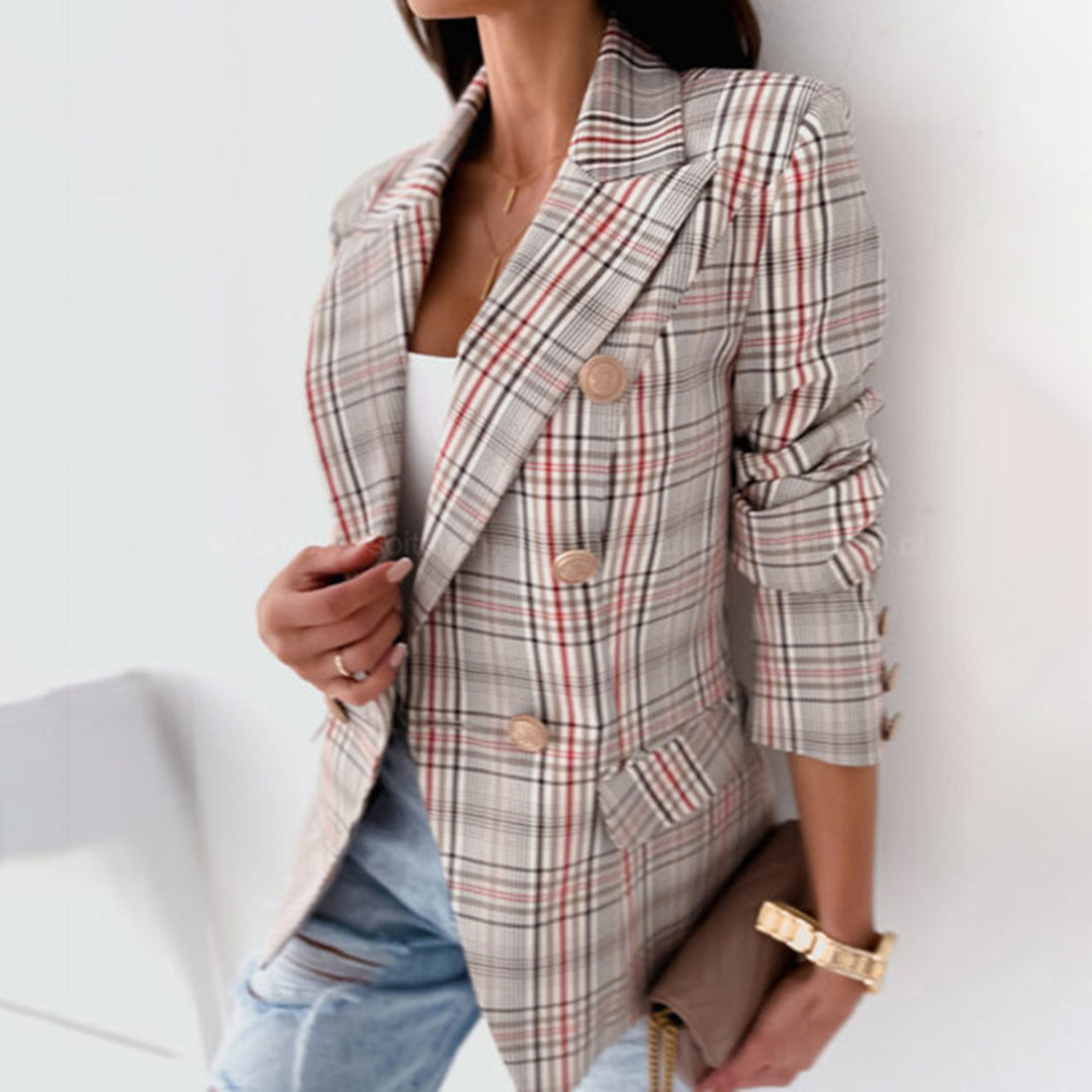 Ida – Ruitet dobbeltknappet blazer til elegant smart-casual