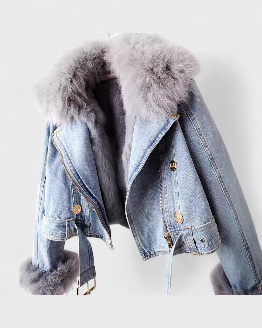 Thyra™ | Denim Jacket with Faux Fur Lining
