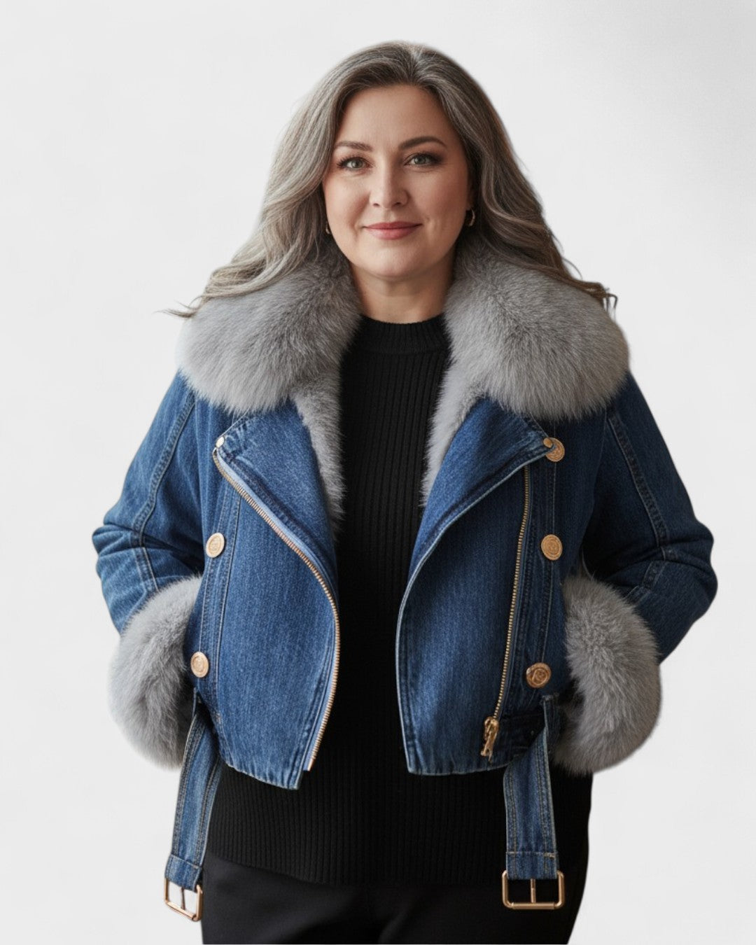 Thyra™ | Denim Jacket with Faux Fur Lining