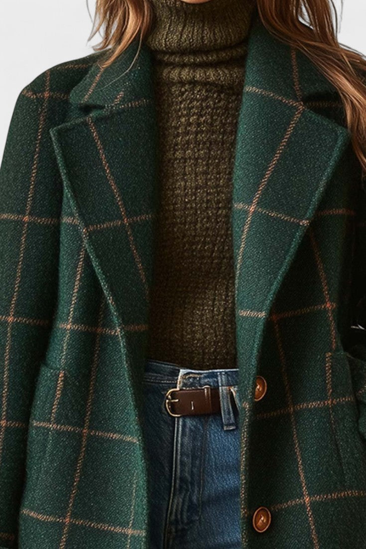 Yrsa™ | Elegant tweed coat in checkered pattern