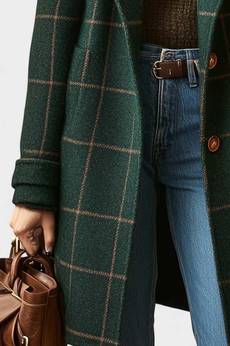 Yrsa™ | Elegant tweed coat in checkered pattern