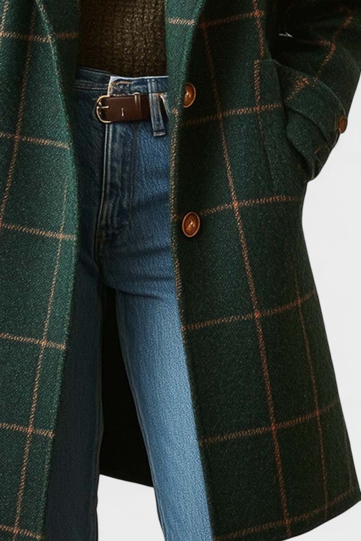 Yrsa™ | Elegant tweed coat in checkered pattern