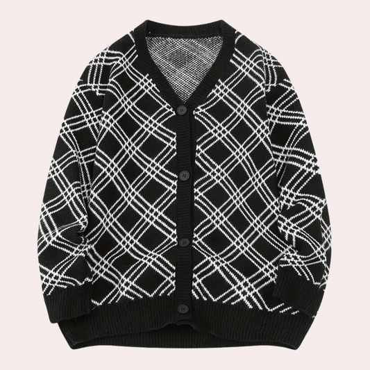 Christian | Elegant cardigan med ternet design til mænd